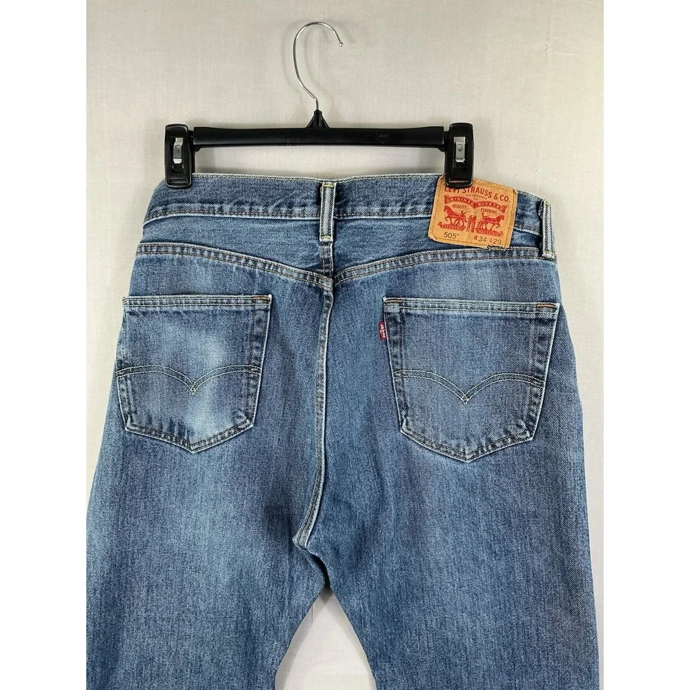 Levi's 505 Men's Straight Leg Jeans Blue Denim Size 34x29 Classic Fit